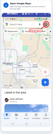 Step 1: Open Google Maps and tap the account circle