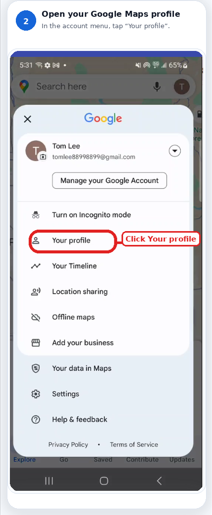 Step 2: Open your Google Maps profile