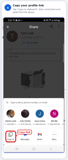 Step 4: Copy your profile link
